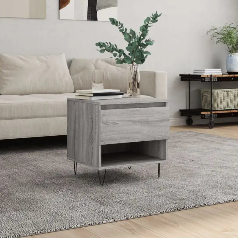 Salontafel met bewerkt hout en metalen poten voor een elegante woonkamer - Grijs sonoma / 1 - Salontafels