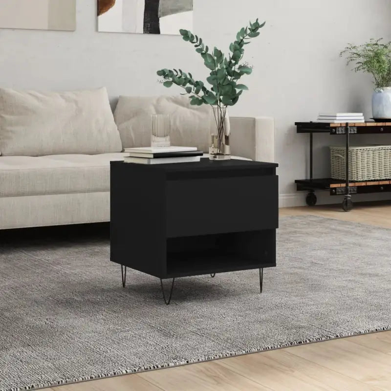 Salontafel met bewerkt hout en metalen poten voor een elegante woonkamer - Zwart / 1 - Salontafels