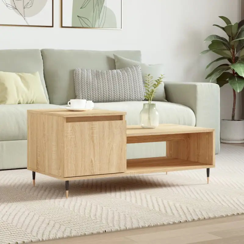 Salontafel met bewerkt hout en metalen poten voor een stijlvolle woonkamer - Sonoma eiken / 1 - Salontafels