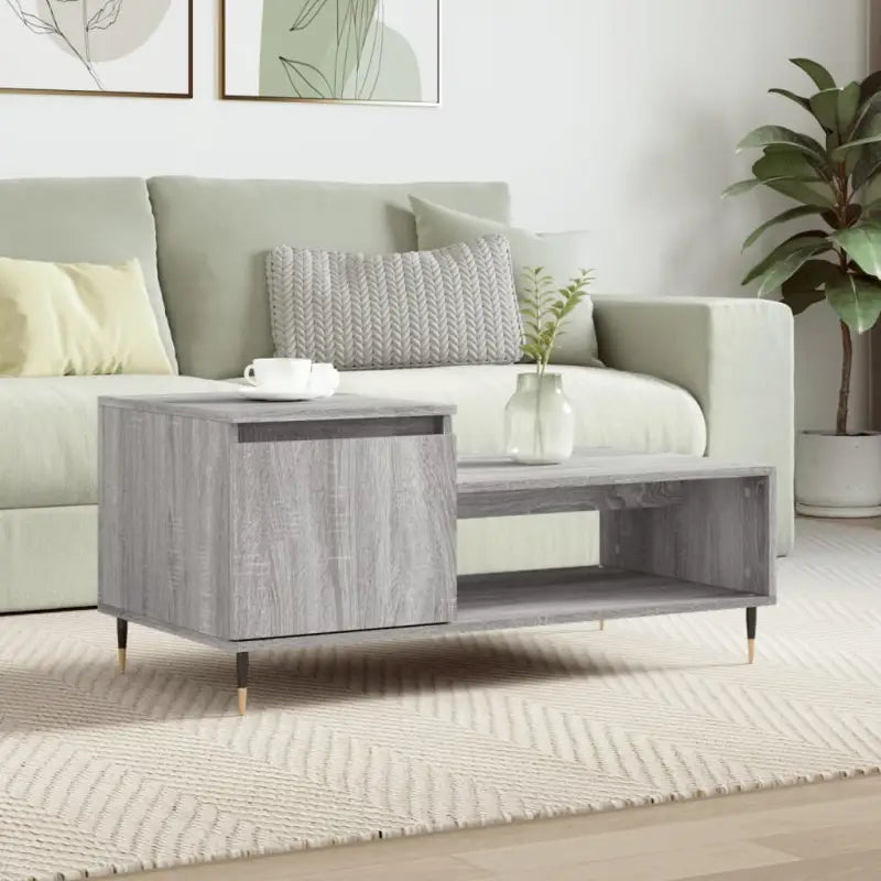 Salontafel met bewerkt hout en metalen poten voor een stijlvolle woonkamer - Grijs sonoma / 1 - Salontafels