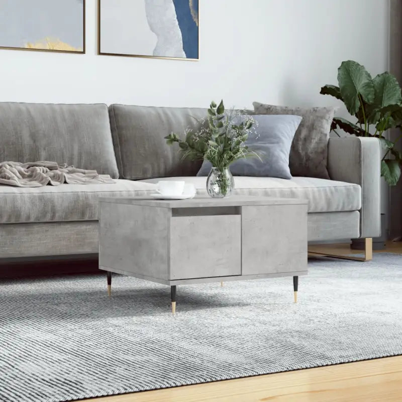 Salontafel met bewerkt hout en metalen poten voor elegantie - Betongrijs / 1 - Salontafels