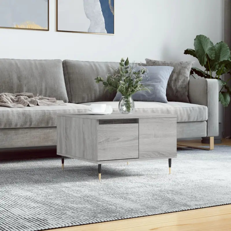 Salontafel met bewerkt hout en metalen poten voor elegantie - Grijs sonoma / 1 - Salontafels
