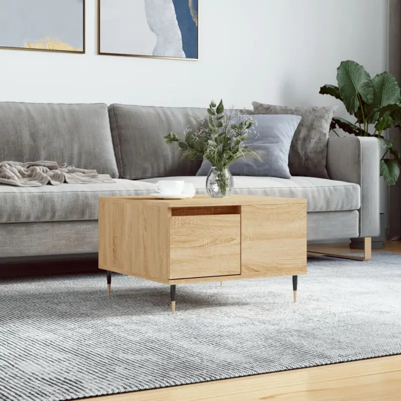 Salontafel met bewerkt hout en metalen poten voor elegantie - Sonoma eiken / 1 - Salontafels