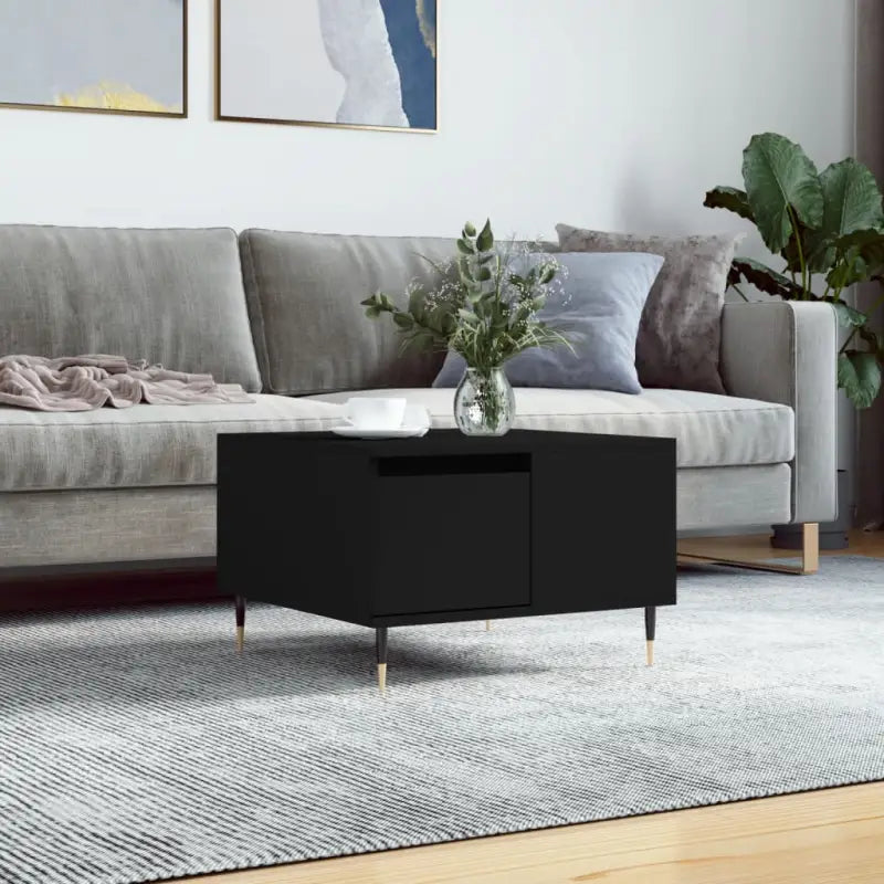 Salontafel met bewerkt hout en metalen poten voor elegantie - Zwart / 1 - Salontafels