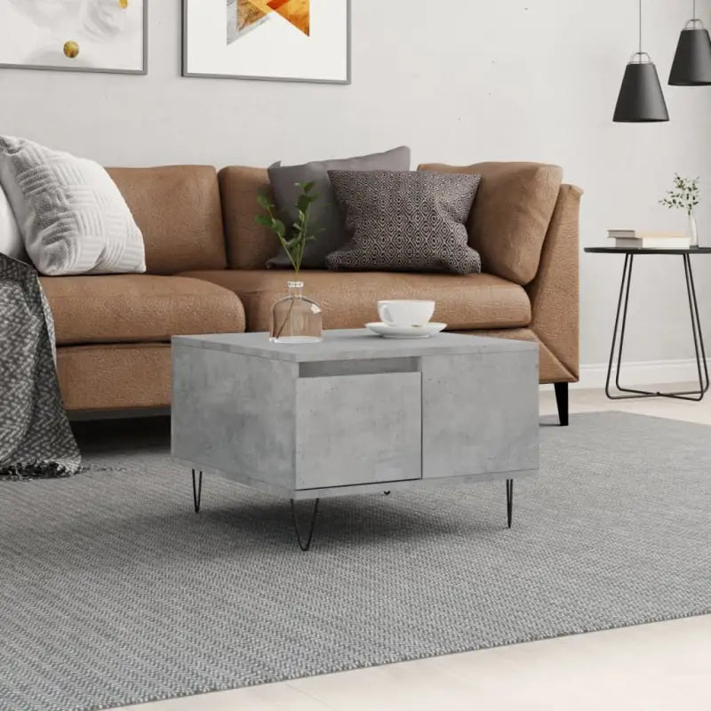 Salontafel met bewerkt hout en metalen poten voor moderne elegantie - Betongrijs / 1 - Salontafels