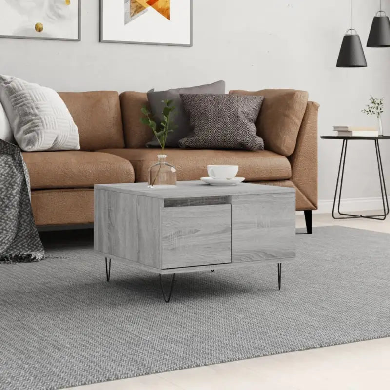 Salontafel met bewerkt hout en metalen poten voor moderne elegantie - Grijs sonoma / 1 - Salontafels