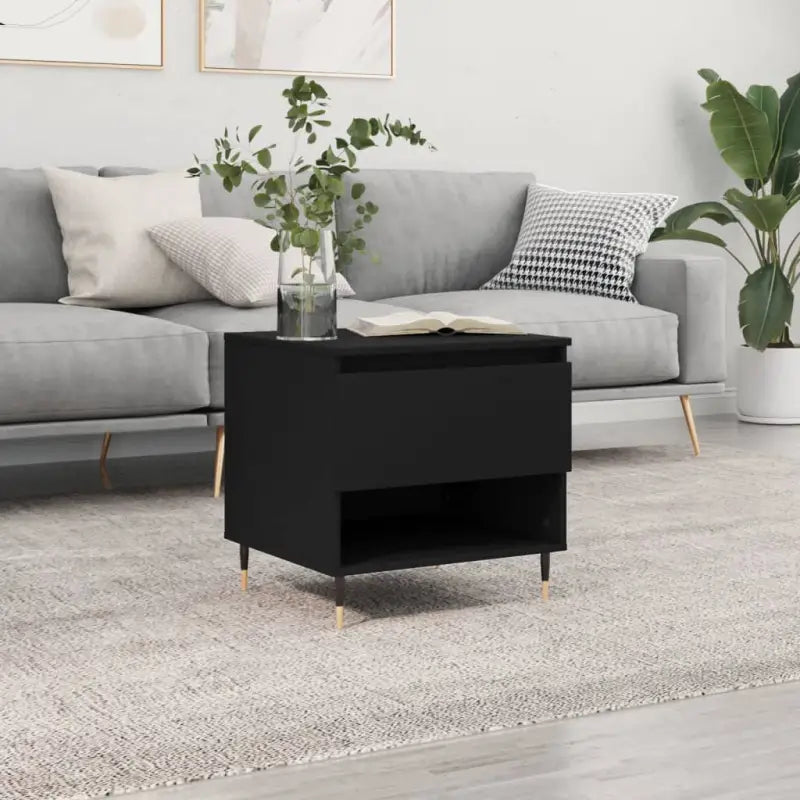 Salontafel met bewerkt hout en metalen poten voor stijlvolle woonruimte - Zwart / 1 - Salontafels