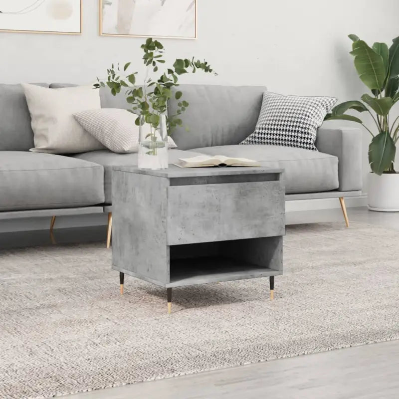 Salontafel met bewerkt hout en metalen poten voor stijlvolle woonruimte - Betongrijs / 1 - Salontafels