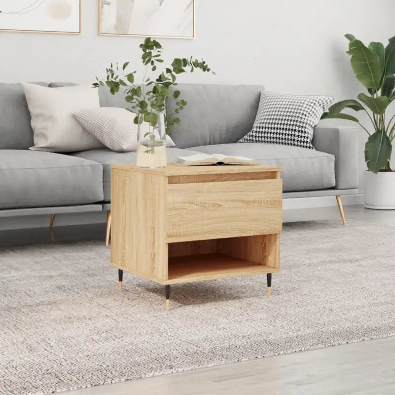 Salontafel met bewerkt hout en metalen poten voor stijlvolle woonruimte - Sonoma eiken / 1 - Salontafels