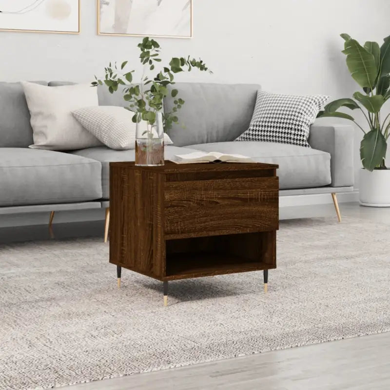 Salontafel met bewerkt hout en metalen poten voor stijlvolle woonruimte - bruin eikenkleur / 1 - Salontafels