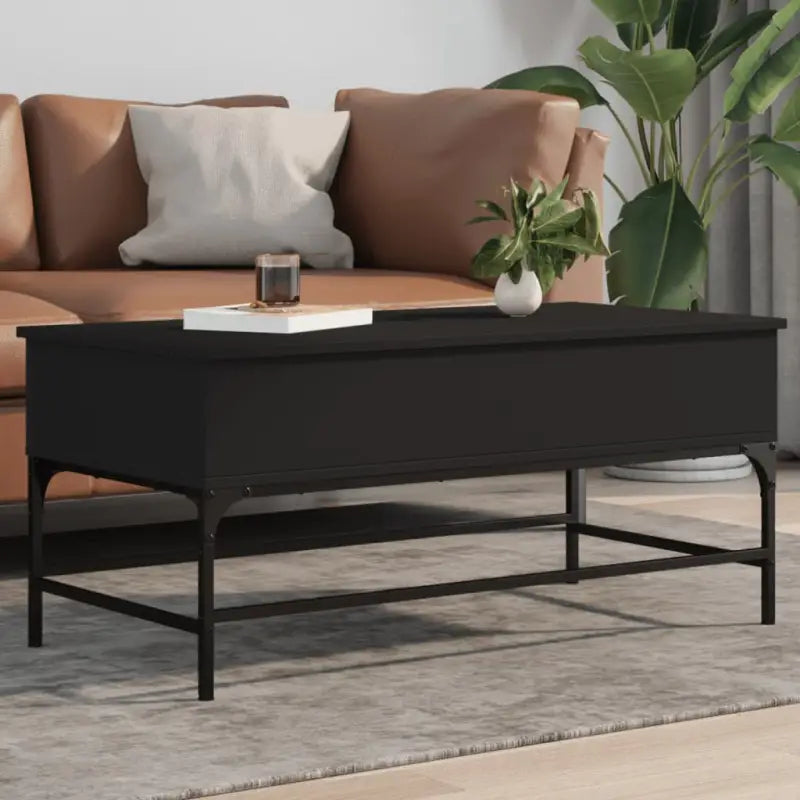 Salontafel met bewerkt hout en verstelbare poten in grijs sonoma - Zwart / 100 x 50 x 45 cm / 1 - Salontafels