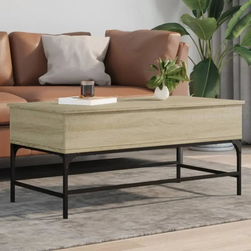 Salontafel met bewerkt hout en verstelbare poten in grijs sonoma - Sonoma eiken / 100 x 50 x 45 cm / 1 - Salontafels