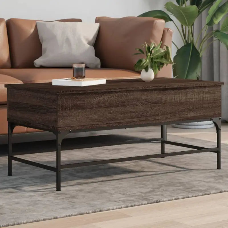 Salontafel met bewerkt hout en verstelbare poten in grijs sonoma - bruin eikenkleur / 100 x 50 x 45 cm / 1 - Salontafels