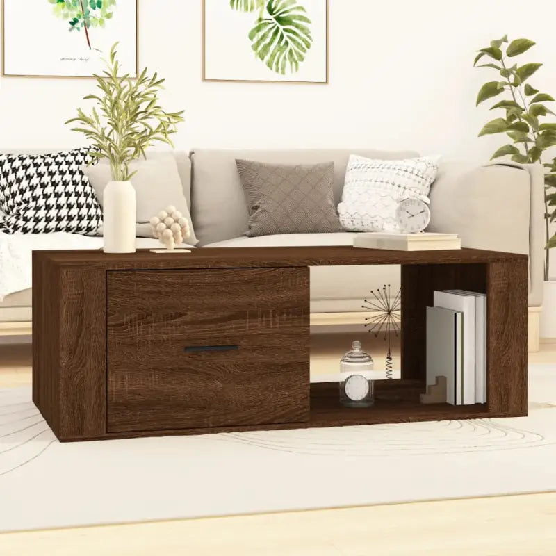 Salontafel met bewerkt hout voor een duurzame en stijlvolle woonkamer - bruin eikenkleur / 1 - Salontafels