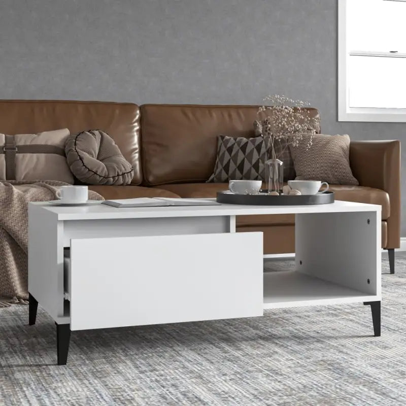 Salontafel met bewerkt hout voor industriële charme en extra opbergruimte - Wit / 1 - Salontafels