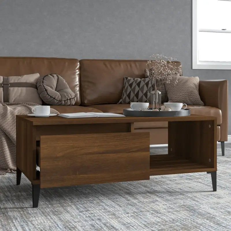 Salontafel met bewerkt hout voor industriële charme en extra opbergruimte - bruin eikenkleur / 1 - Salontafels