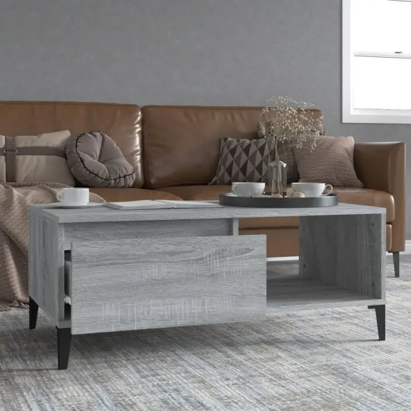 Salontafel met bewerkt hout voor industriële charme en extra opbergruimte - Grijs sonoma / 1 - Salontafels