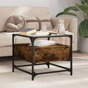 Salontafel met glazen blad en gerookt eiken afwerking - Salontafels