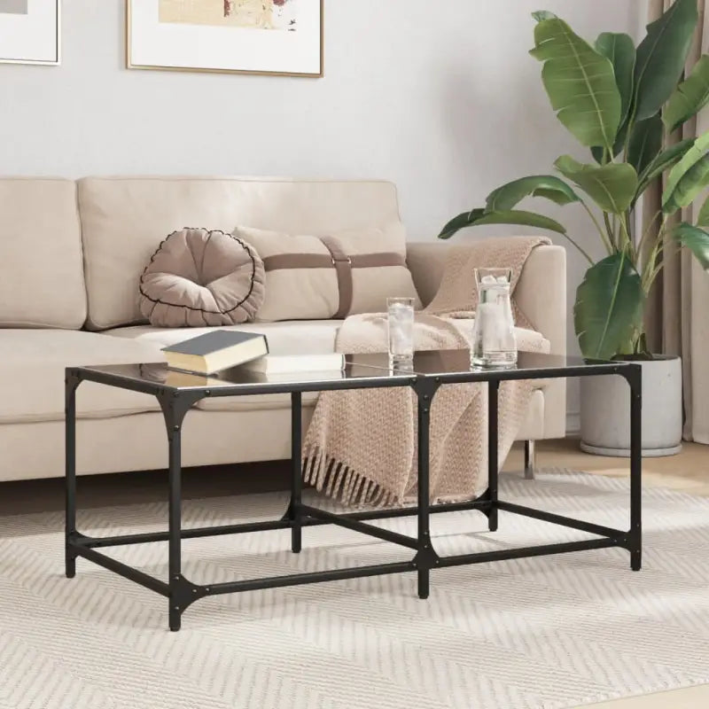 Salontafel met glazen blad voor een elegante woonkamer uitstraling - Zwart glas / 98.5 x 50 x 40 cm / 1 - Salontafels