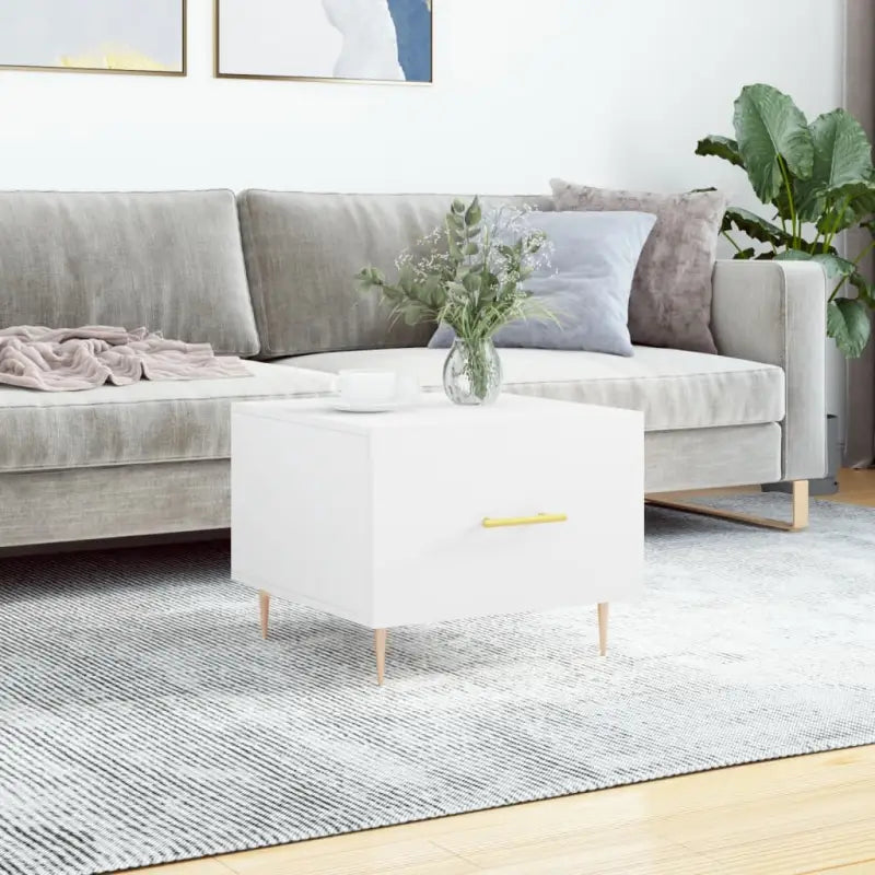 Salontafel met grijs Sonoma Eiken en ijzeren poten voor elegante woonkamer - Wit / 1 - Salontafels