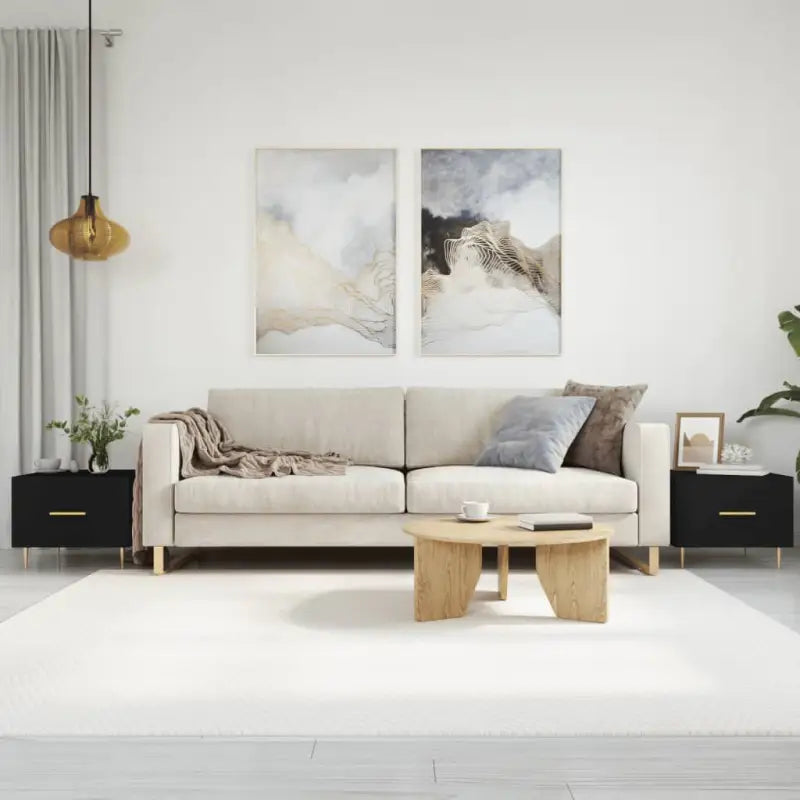 Salontafel met grijs Sonoma Eiken en ijzeren poten voor elegante woonkamer - Zwart / 2 - Salontafels