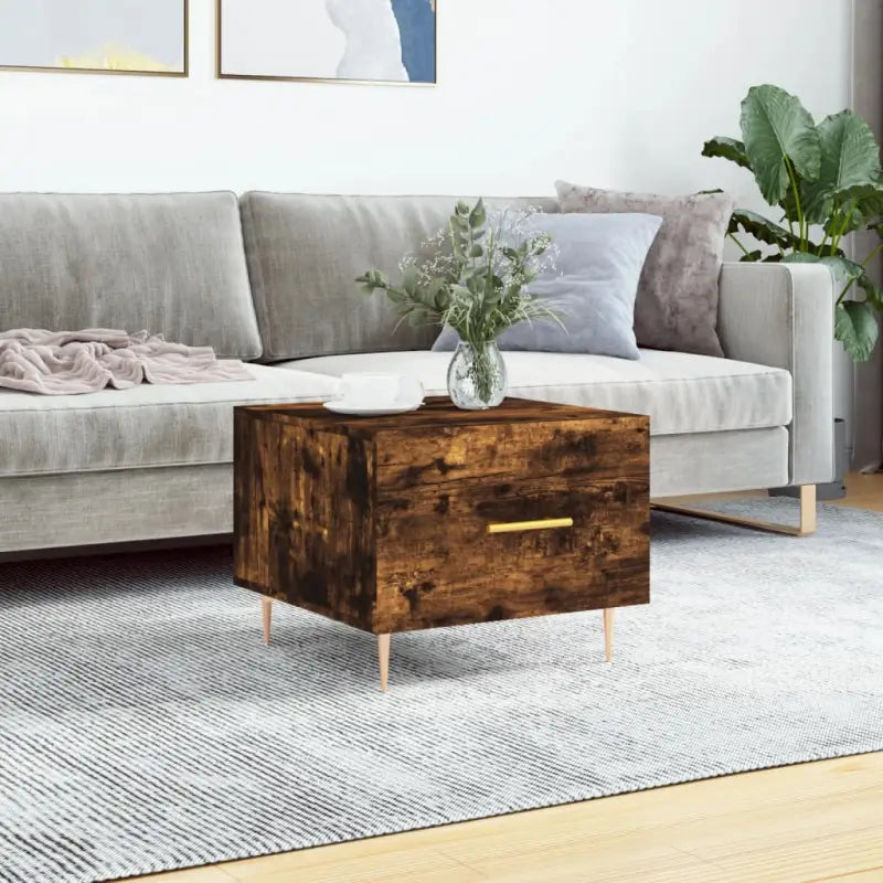 Salontafel met grijs Sonoma Eiken en ijzeren poten voor elegante woonkamer - Gerookt eiken / 1 - Salontafels
