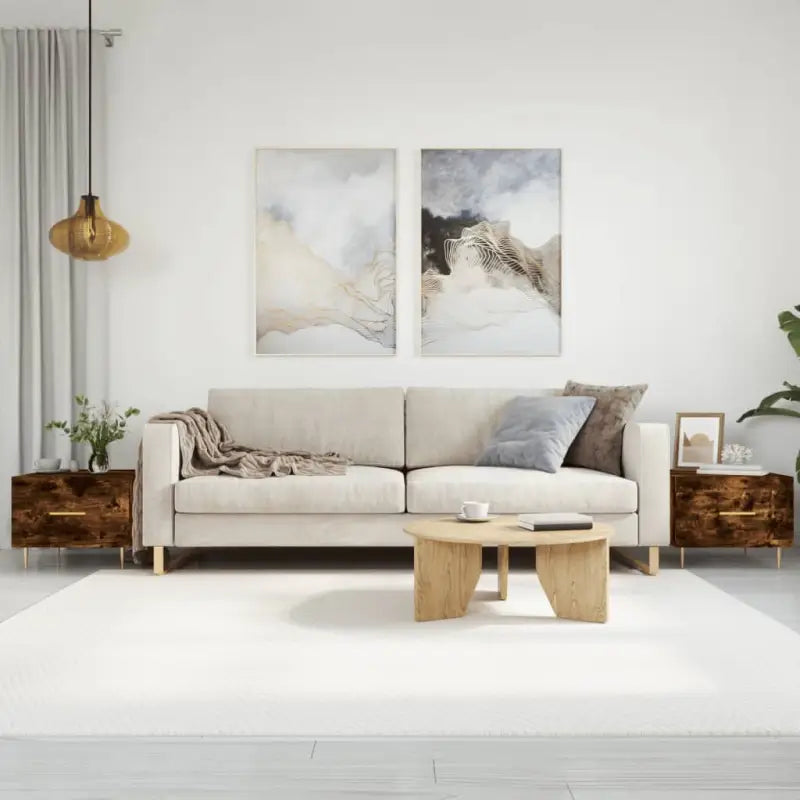 Salontafel met grijs Sonoma Eiken en ijzeren poten voor elegante woonkamer - Gerookt eiken / 2 - Salontafels