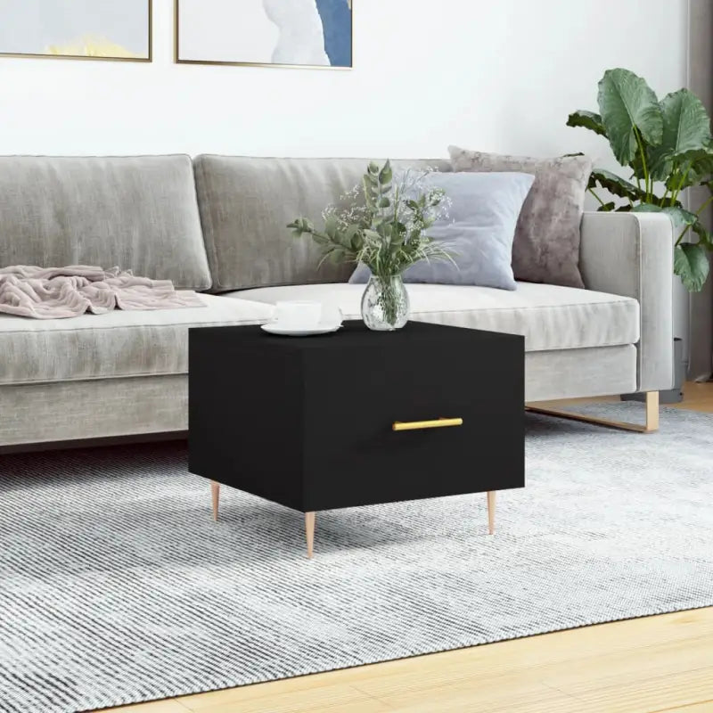 Salontafel met grijs Sonoma Eiken en ijzeren poten voor elegante woonkamer - Zwart / 1 - Salontafels