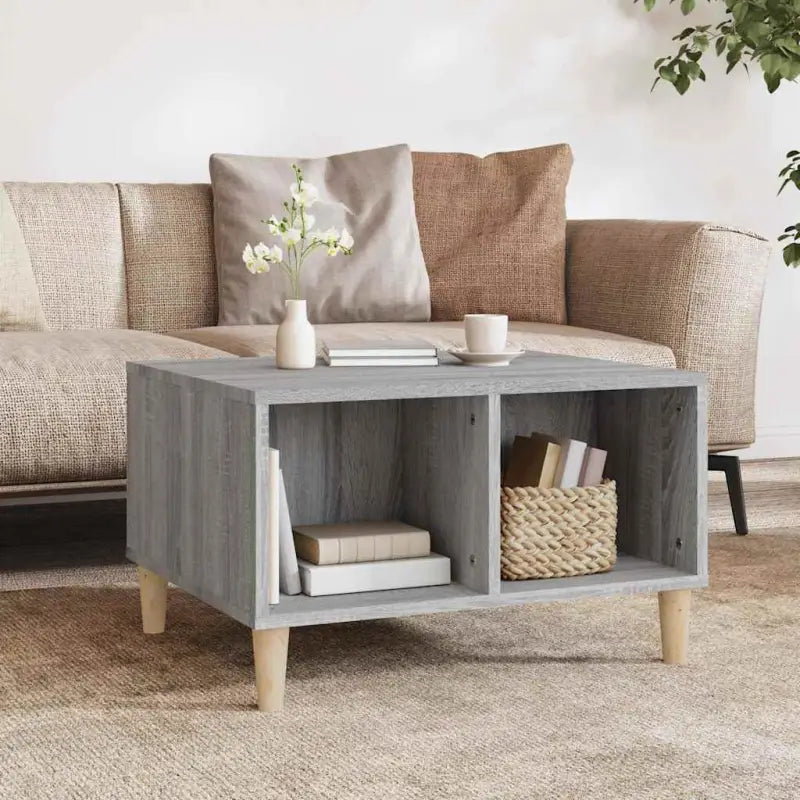 Salontafel met houten poten in Scandinavische stijl van bewerkt hout - Grijs sonoma / 1 - Salontafels