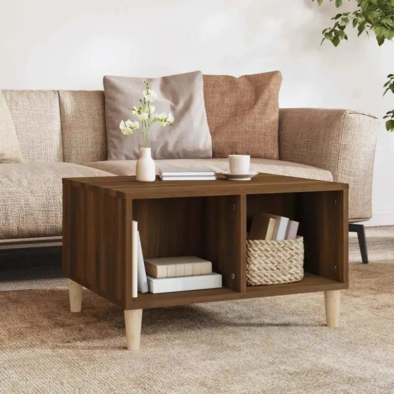 Salontafel met houten poten in Scandinavische stijl van bewerkt hout - bruin eikenkleur / 1 - Salontafels
