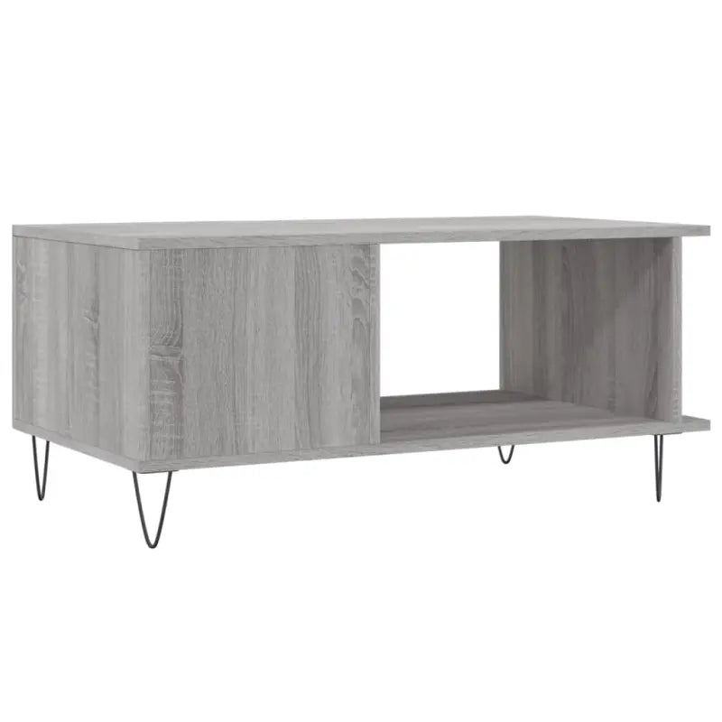 Salontafel met ijzeren poten en bewerkt hout in grijs sonoma - Salontafels