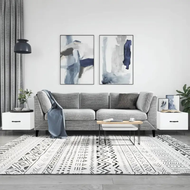 Salontafel met ijzeren poten en bewerkt hout voor een elegante woonkamer - Wit / 2 - Salontafels