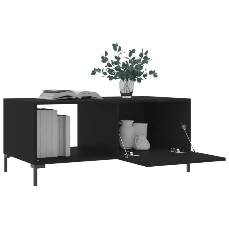 Salontafel met ijzeren poten en bewerkt hout voor een elegante woonkamer - Salontafels