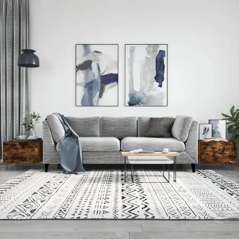 Salontafel met ijzeren poten en bewerkt hout voor een elegante woonkamer - Gerookt eiken / 2 - Salontafels