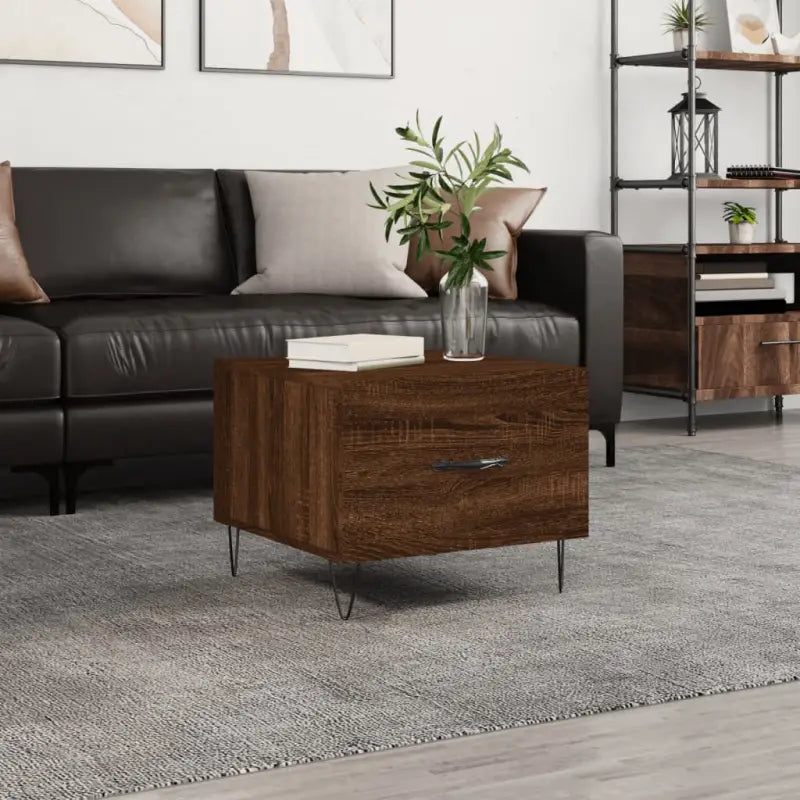 Salontafel met ijzeren poten en bewerkt hout voor een elegante woonkamer - bruin eikenkleur / 1 - Salontafels
