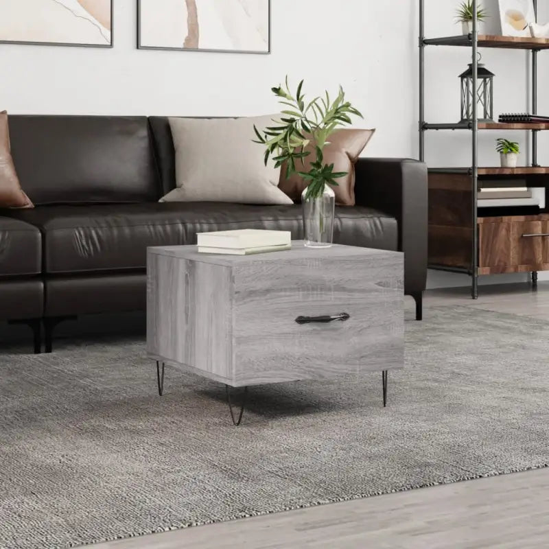 Salontafel met ijzeren poten en bewerkt hout voor een elegante woonkamer - Grijs sonoma / 1 - Salontafels
