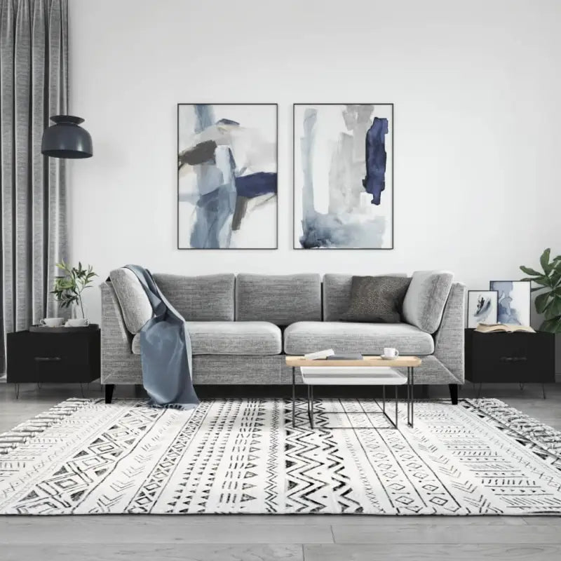 Salontafel met ijzeren poten en bewerkt hout voor een elegante woonkamer - Zwart / 2 - Salontafels