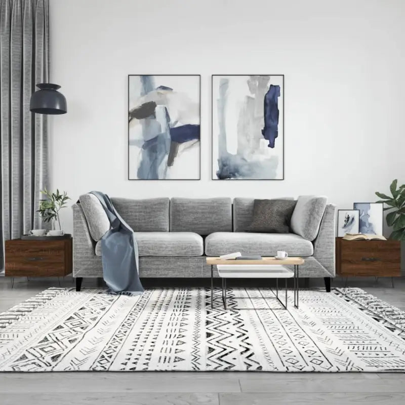 Salontafel met ijzeren poten en bewerkt hout voor een elegante woonkamer - bruin eikenkleur / 2 - Salontafels