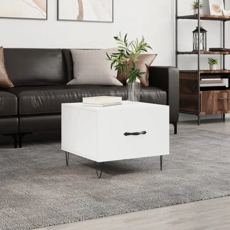 Salontafel met ijzeren poten en bewerkt hout voor een elegante woonkamer - Wit / 1 - Salontafels