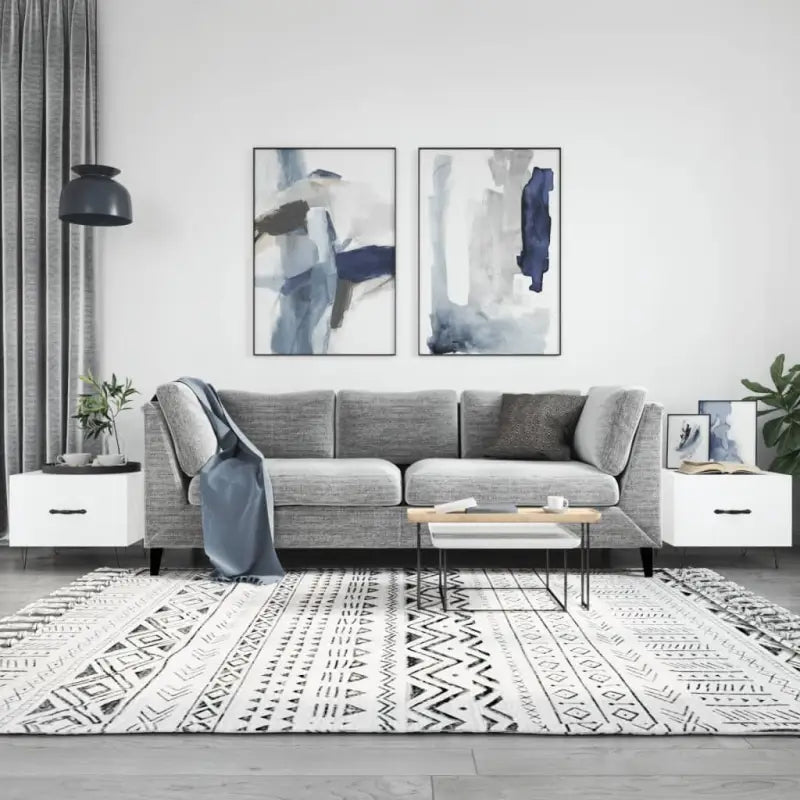 Salontafel met ijzeren poten en bewerkt hout voor een elegante woonkamer - Hoogglans wit / 2 - Salontafels