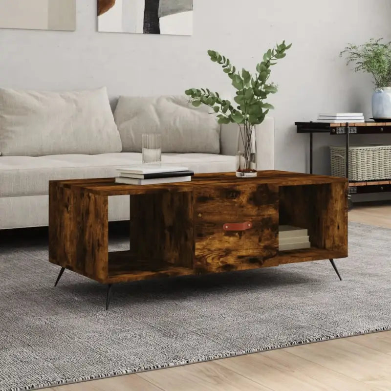 Salontafel met ijzeren poten en bewerkt hout voor elegante interieurs - Gerookt eiken / 1 - Salontafels