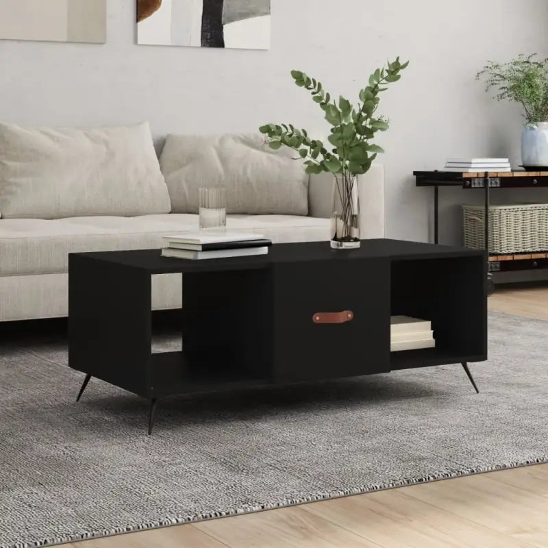 Salontafel met ijzeren poten en bewerkt hout voor elegante interieurs - Zwart / 1 - Salontafels
