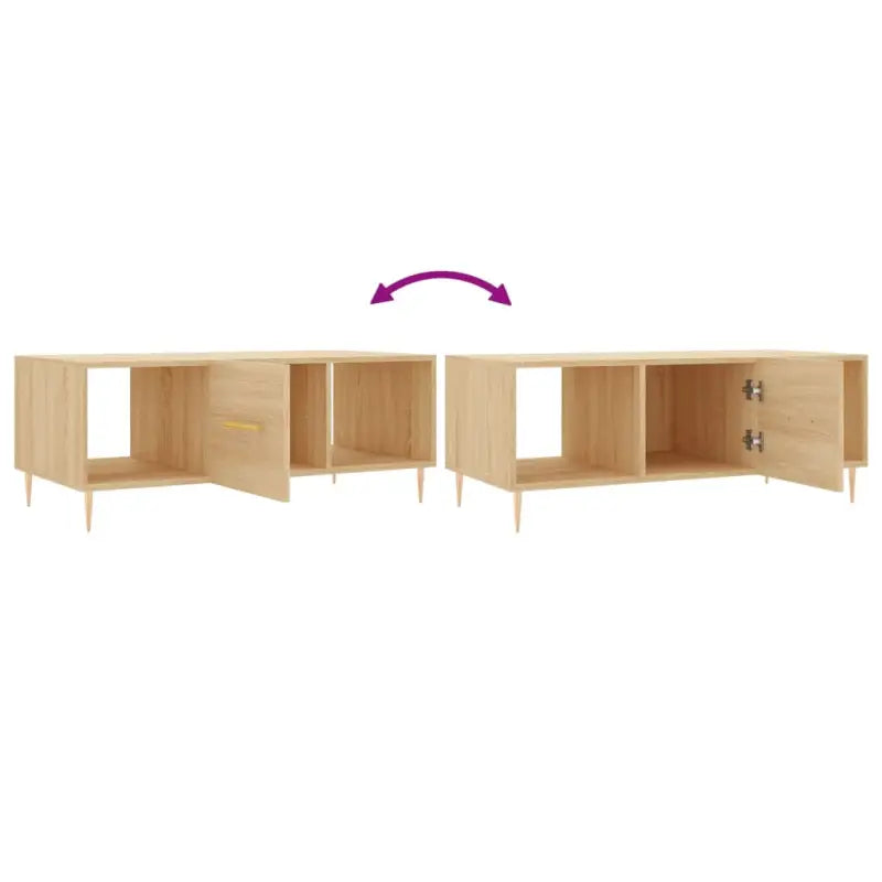 Salontafel met ijzeren poten en bewerkt hout voor elegante woonkamer - Salontafels