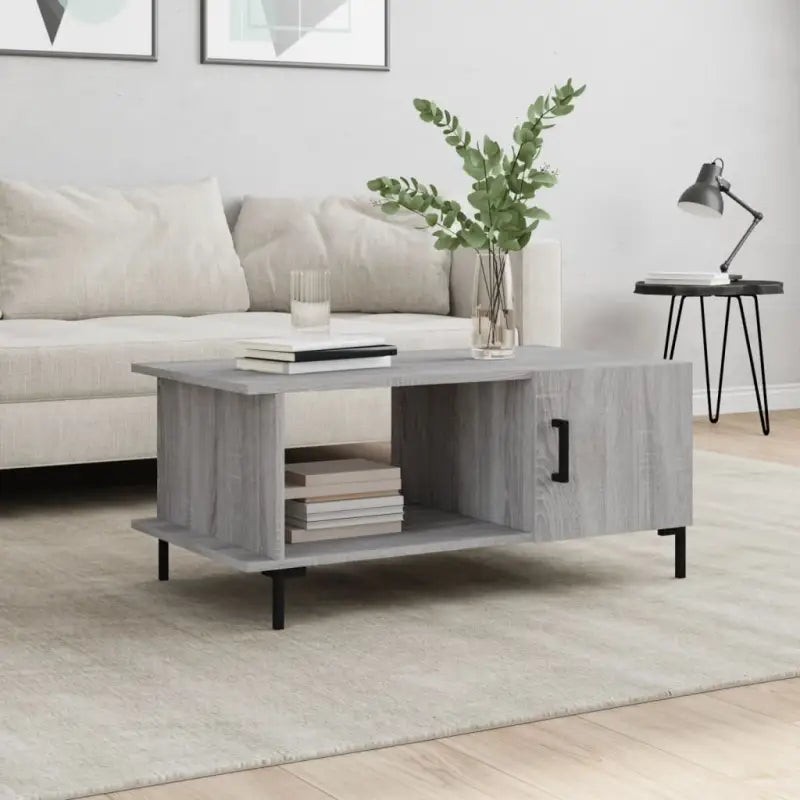 Salontafel met ijzeren poten en bewerkt hout voor elegante woonkamer - Grijs sonoma / 1 - Salontafels