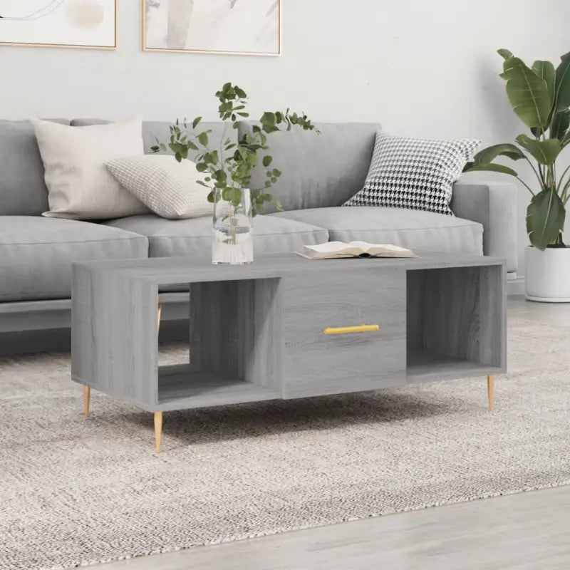 Salontafel met ijzeren poten en bewerkt hout voor elegante woonkamer - Grijs sonoma / 1 - Salontafels