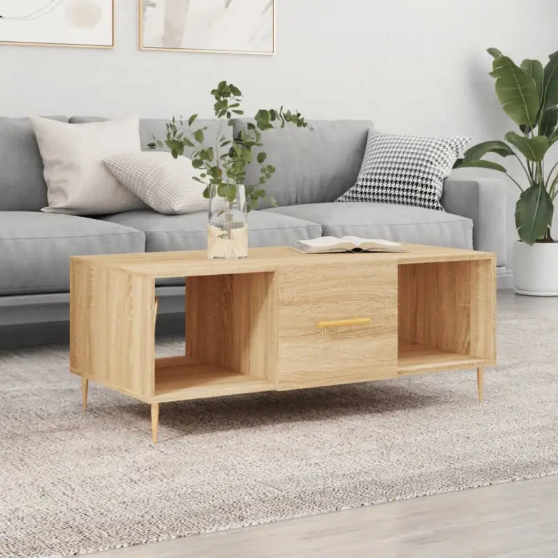 Salontafel met ijzeren poten en bewerkt hout voor elegante woonkamer - Salontafels