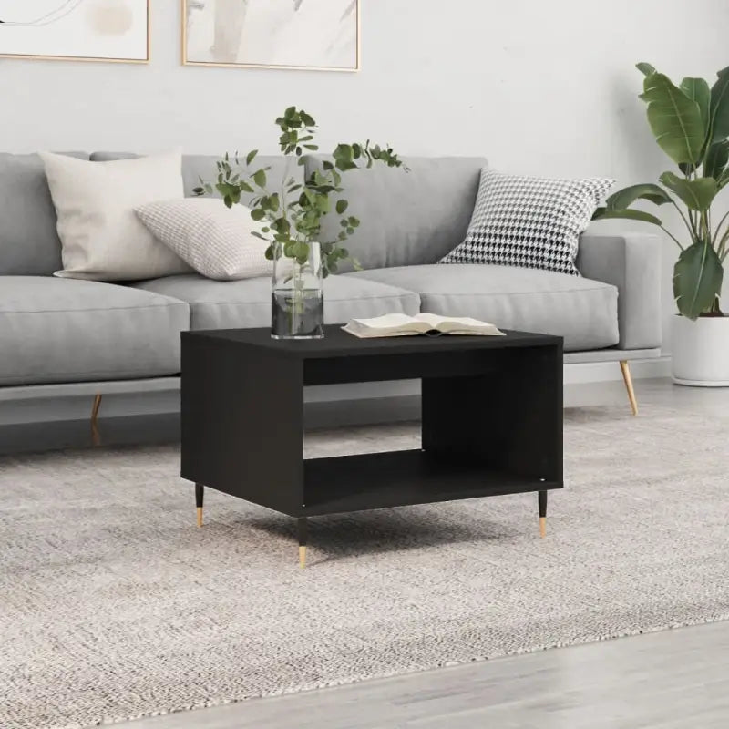 Salontafel met ijzeren poten en bewerkt hout voor elegante woonstijl - Zwart / 1 - Salontafels