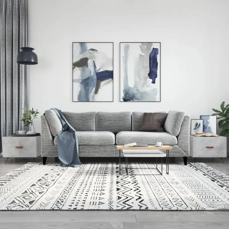 Salontafel met ijzeren poten en hoogglans wit bewerkt hout - Betongrijs / 2 - Salontafels