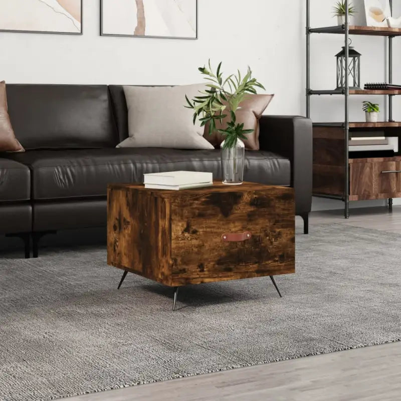 Salontafel met ijzeren poten en hoogglans wit bewerkt hout - Gerookt eiken / 1 - Salontafels