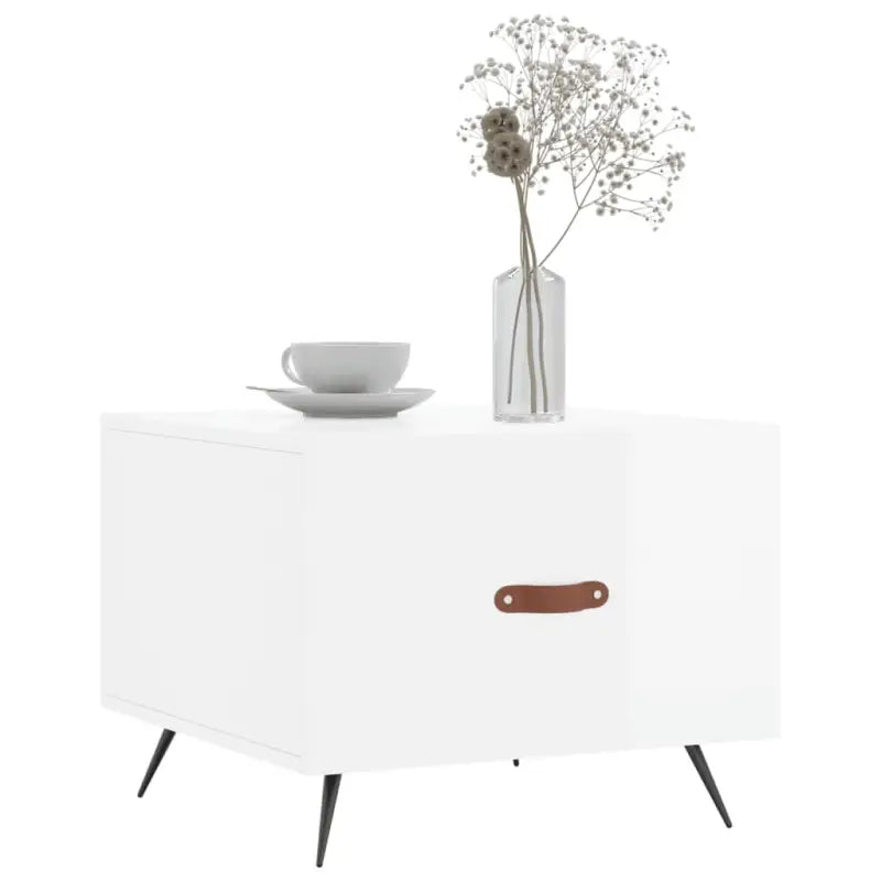Salontafel met ijzeren poten en hoogglans wit bewerkt hout - Salontafels